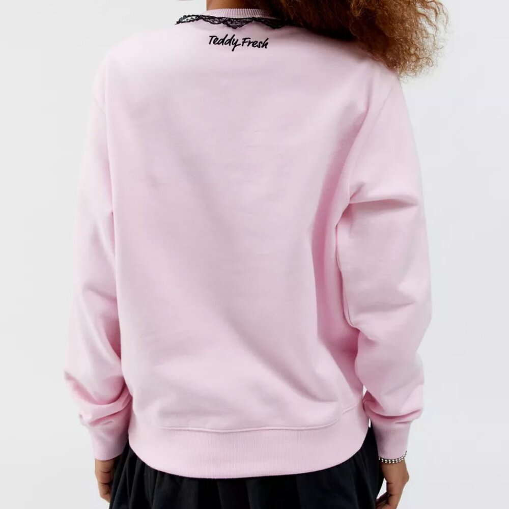 Teddy Fresh Lace Applique Bear Sweatshirt NWT Size Medium - Picture 2 of 11